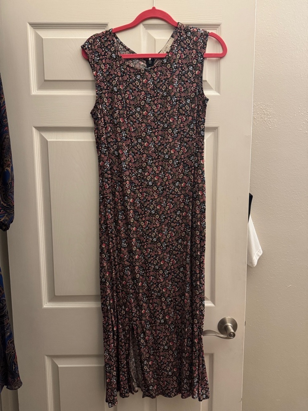 LOFT Black Floral Maxi Dress with Pink & Blue Blooms